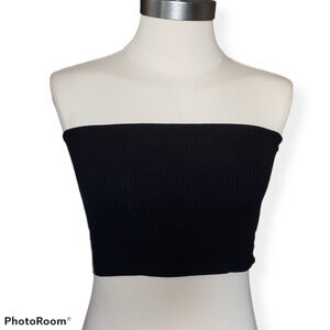 TOPSHOP‎ Black Tube Top Ribbed Cropped Bandeau Size12 2/$10 SPRING TOP